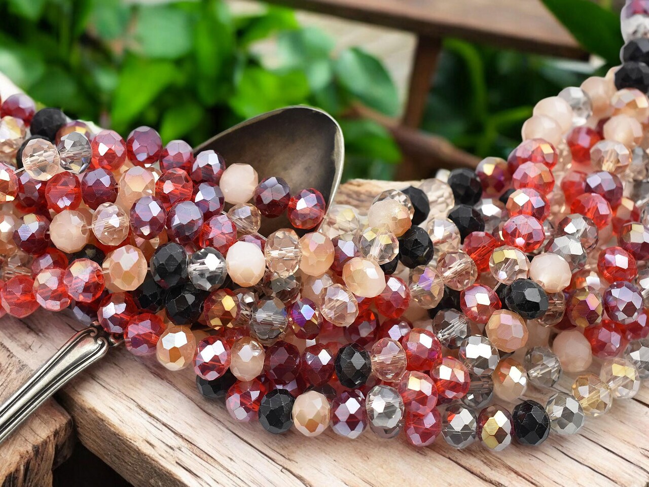 6x8mm Red Mix Electroplated Glass Faceted Rondelle Beads (16" Strand)